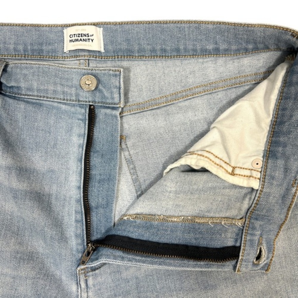 Citizens of Humanity Lyra Wide Leg Crop Jeans 32" Marquee Light Wash Raw Hem - Picture 5 of 14